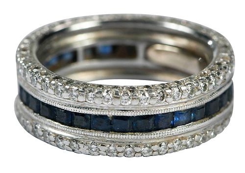 Platinum Diamond and Sapphire Ring 