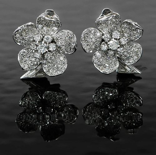 Platinum, Gold and Diamond Earclips 