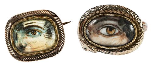 Gold Lover's Eye Ring and Brooch