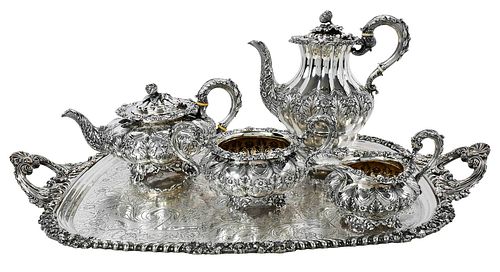 George IV English Silver Four Pieces Tea Service