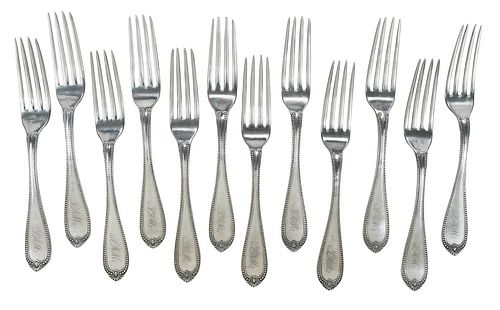 Set of Twelve Georgia Coin Silver Forks