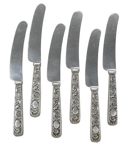 Six Marquand Coin Silver Knives