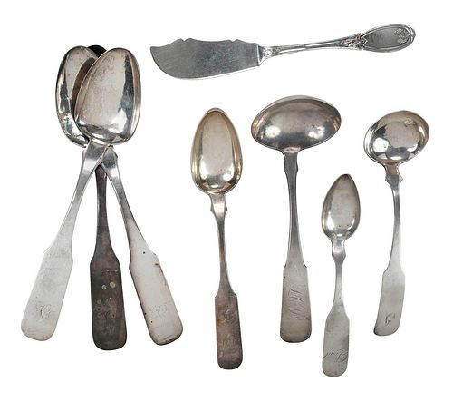 Eight Pieces Maryland Coin Silver Flatware