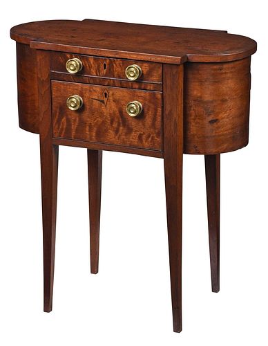Rare Southern Federal Inlaid Walnut Sewing Table