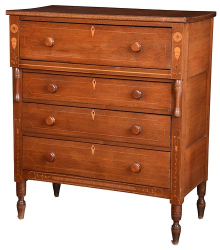Southern Federal Walnut Inlaid Chest of Drawers