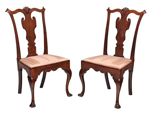 Fine Pair Philadelphia Queen Anne Walnut Side Chairs