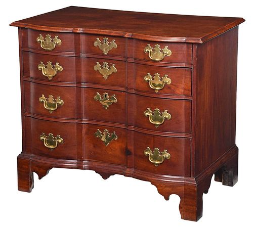 Chippendale Figured Mahogany Block Front Chest