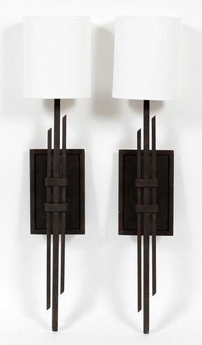 CONTEMPORARY SINGLE-LIGHT BRUSHED METAL SCONCES