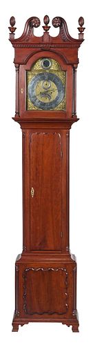Rare New Jersey Chippendale Cherry Tall Case Clock