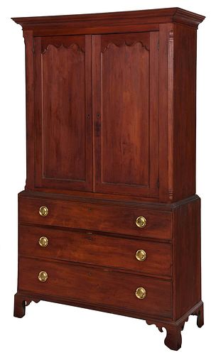 American Chippendale Gum Wood Linen Press, Old Surface
