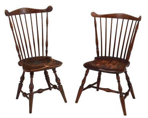 Two Similar American Fan Back Windsor Side Chairs