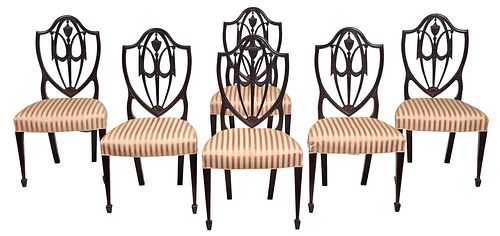 Fine Set of Six American Federal Mahogany Side Chairs