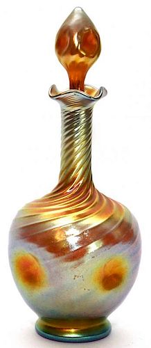 STEUBEN GOLD AURENE GLASS COLOGNE BOTTLE/DECANTER