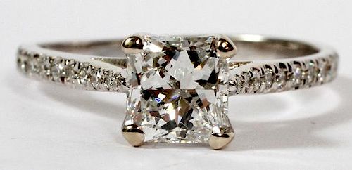DIAMOND, SIDE DIAMONDS & 14KT WHITE GOLD RING