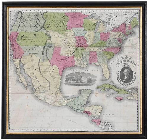 Framed 19th Century Map of the United States