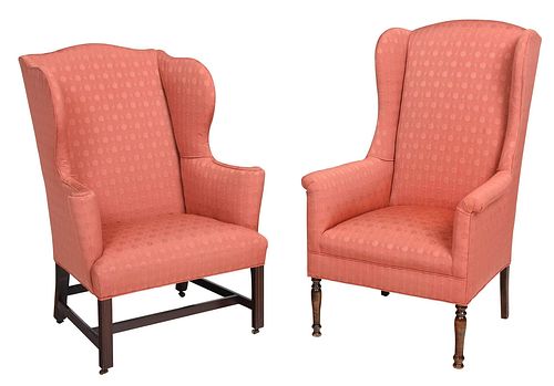 Two Similar Georgian Mahogany Wing Chairs