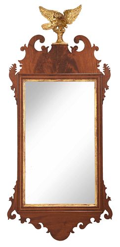 Federal Figured Inlaid Mahogany Parcel Gilt Mirror