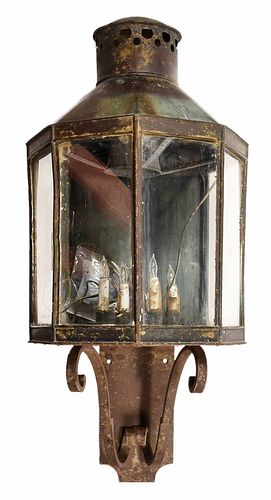 Monumental Copper and Glass Outdoor Lantern