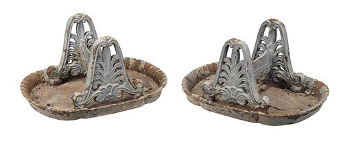 Large Pair Neoclassical Painted Cast Iron Boot Scrapers