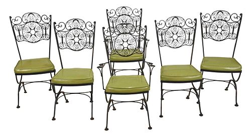 Six Vintage Russel Woodard Wrought Iron Garden Chairs