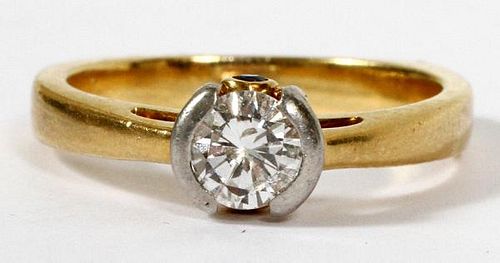 18KT YELLOW GOLD & DIAMOND SOLITAIRE RING