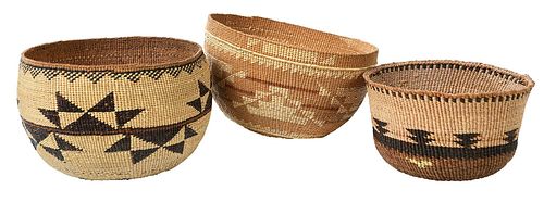 Three Yurok-Karok-Hupa Baskets
