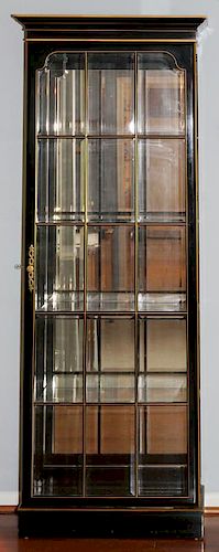 BLACK LACQUERED LIGHTED DISPLAY CABINET