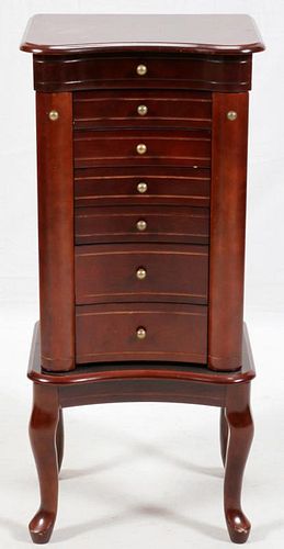 QUEEN ANNE STYLE MAHOGANY JEWELRY CHEST