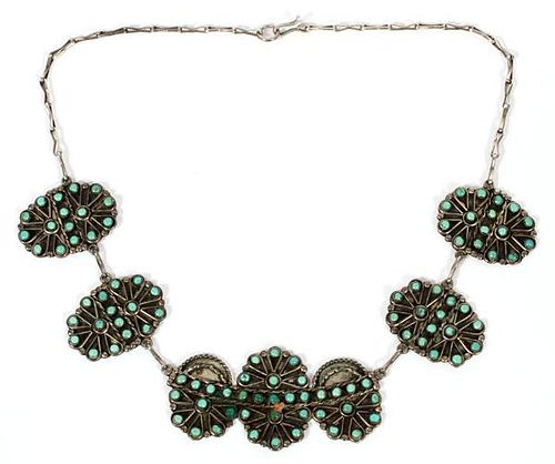 SOUTHWEST AMERICAN SILVER & TURQUOISE NECKLACE