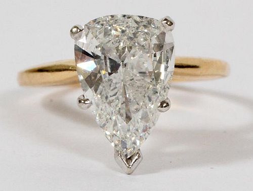 PEAR SHAPED DIAMOND RING SI CLARITY G-H COLOR