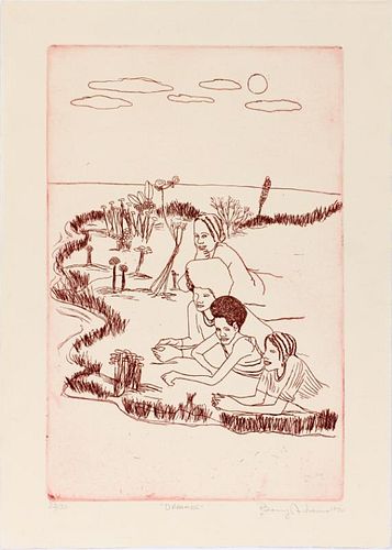BENNY ANDREWS ETCHING ON PAPER DREAMERS 1976 32/50