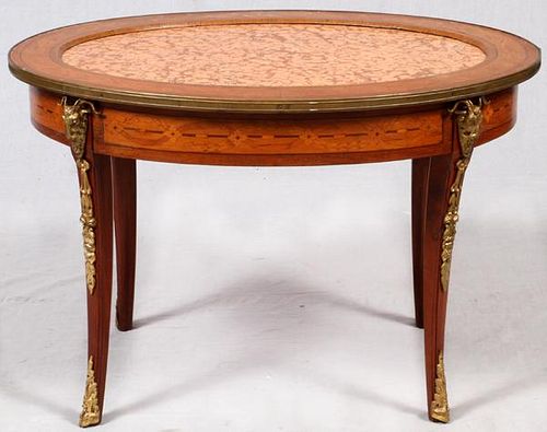 FRENCH LOUIS XV STYLE MAHOGANY OVAL TABLE 19TH C