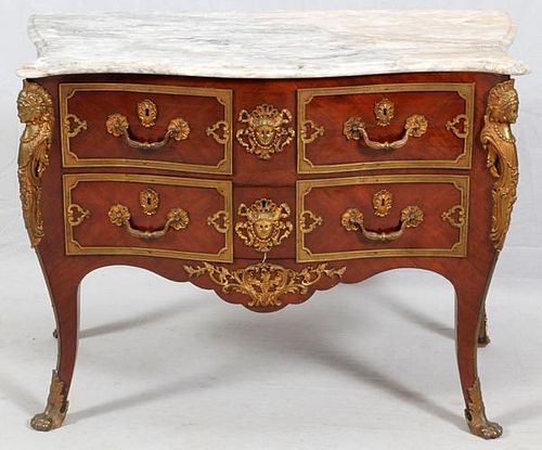 LOUIS XIV STYLE MARBLE TOP COMMODE