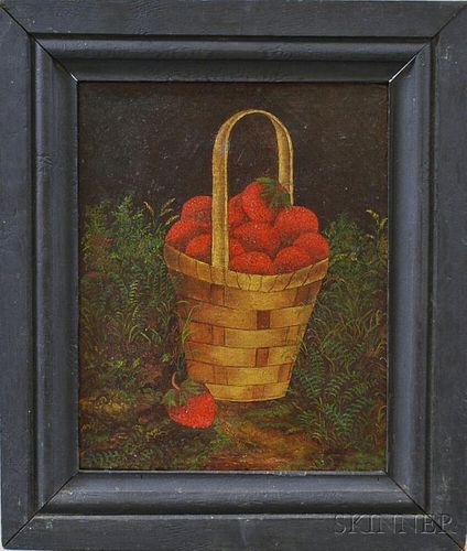 American School, 19th Century      Basket of Strawberries.