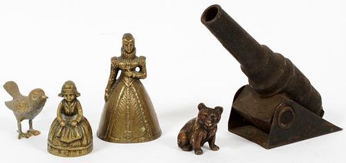 ANIMAL & FIGURAL TOY GROUPING 5 PIECES
