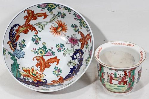 PORCELAIN OPEN BOWL AND JARDINIERE