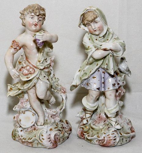 PAIR OF CONTINENTAL PORCELAIN BOY GIRL FIGURES