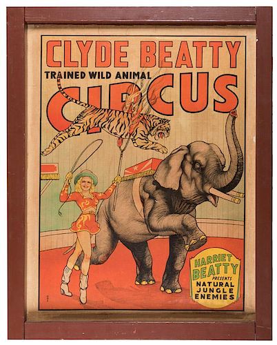 Clyde Beatty Trained Wild Animal Circus. Harriet Beatty Presents Natural Jungle Enemies.