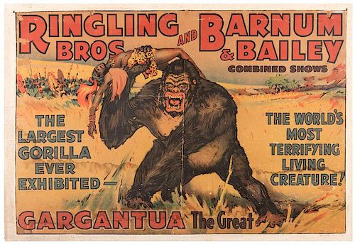 Ringling Brothers and Barnum & Bailey. Gargantua the Great. The Largest Gorilla Ever Exhibited.