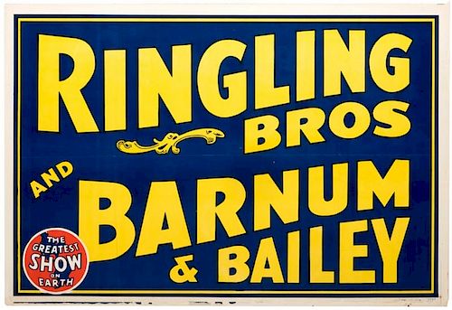 Ringling Brothers and Barnum & Bailey Circus. Erie: Erie Litho, ca. 1945. One sheet (42 x 28"). Folded, with lightly chipped margins, light pencil mar