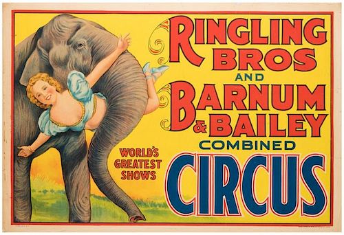 Ringling Brothers and Barnum & Bailey Combined Circus. Elephant and Stuntwoman.