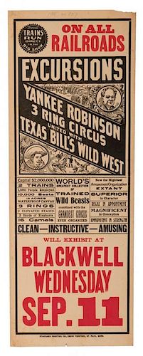 Yankee Robinson Three Ring Circus and Texas Bill's Wild West.