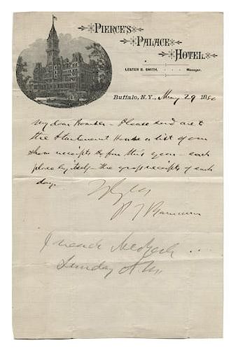 Signed and Dated Note from P.T. Barnum.