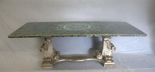 Antique Italian Baroque Style Malachite Top Table