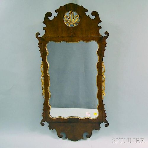 Chippendale-style Mahogany Veneer Scroll-frame Mirror
