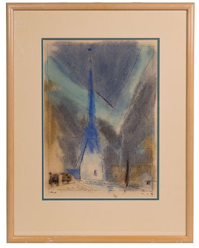 (After) Lyonel Feininger (American, 1871-1956) 'Gothic Spire' Print on Textured Paper