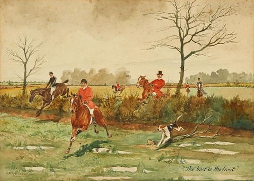 George Derville Rowlandson (1861-1930) "The best to the front" Watercolor