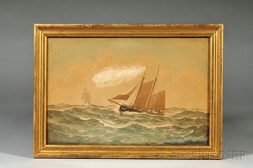 Frederic Schiller Cozzens (American, 1846-1928)      Schooner at Sea