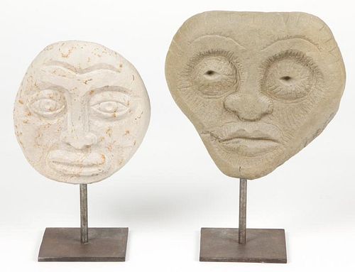 Chris Papa (American, 20th c.) 2 Carved Stone Sculptures