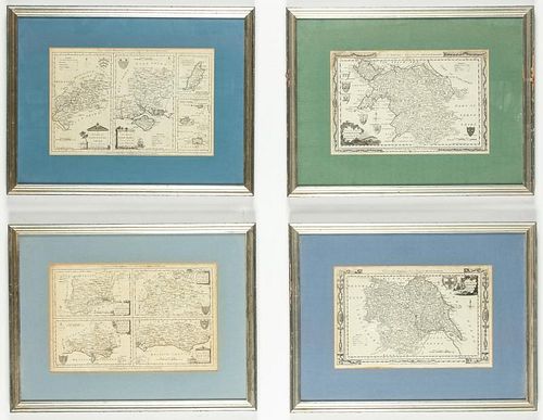 4 Framed Maps from Walpole‰ЫЄs New & Complete British Traveler